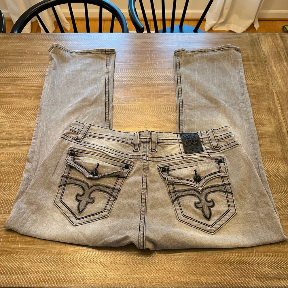 Rock Revival Gray Straight Men Jeans